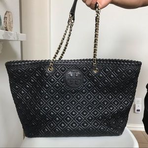 Tory Burch Quilted Black Leather Bag